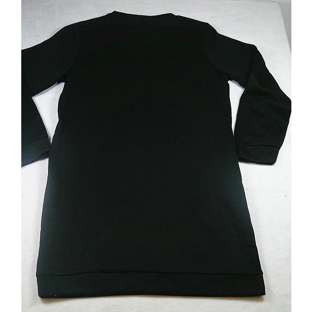 Miselon Black Sweatshirt Dress Long Sleeve Crew Neck Mini Size L